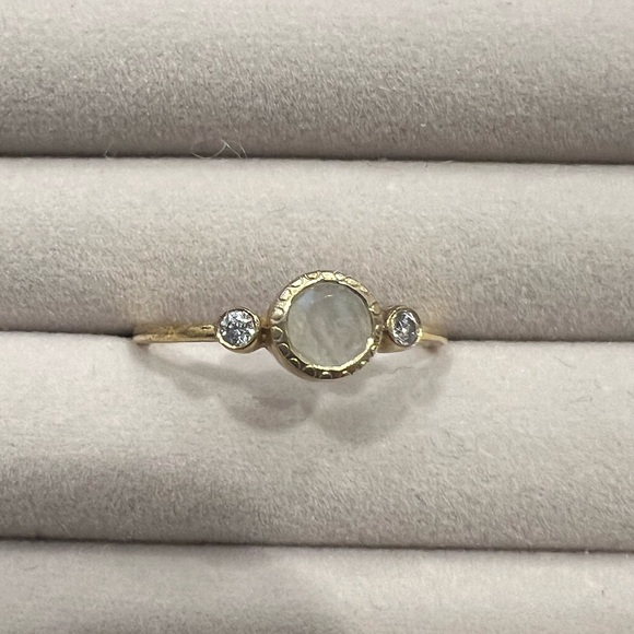 Leah Alexandra Jewelry - Leah Alexandra Gold Plated Sterling Silver Moonstone Ring in Size 9